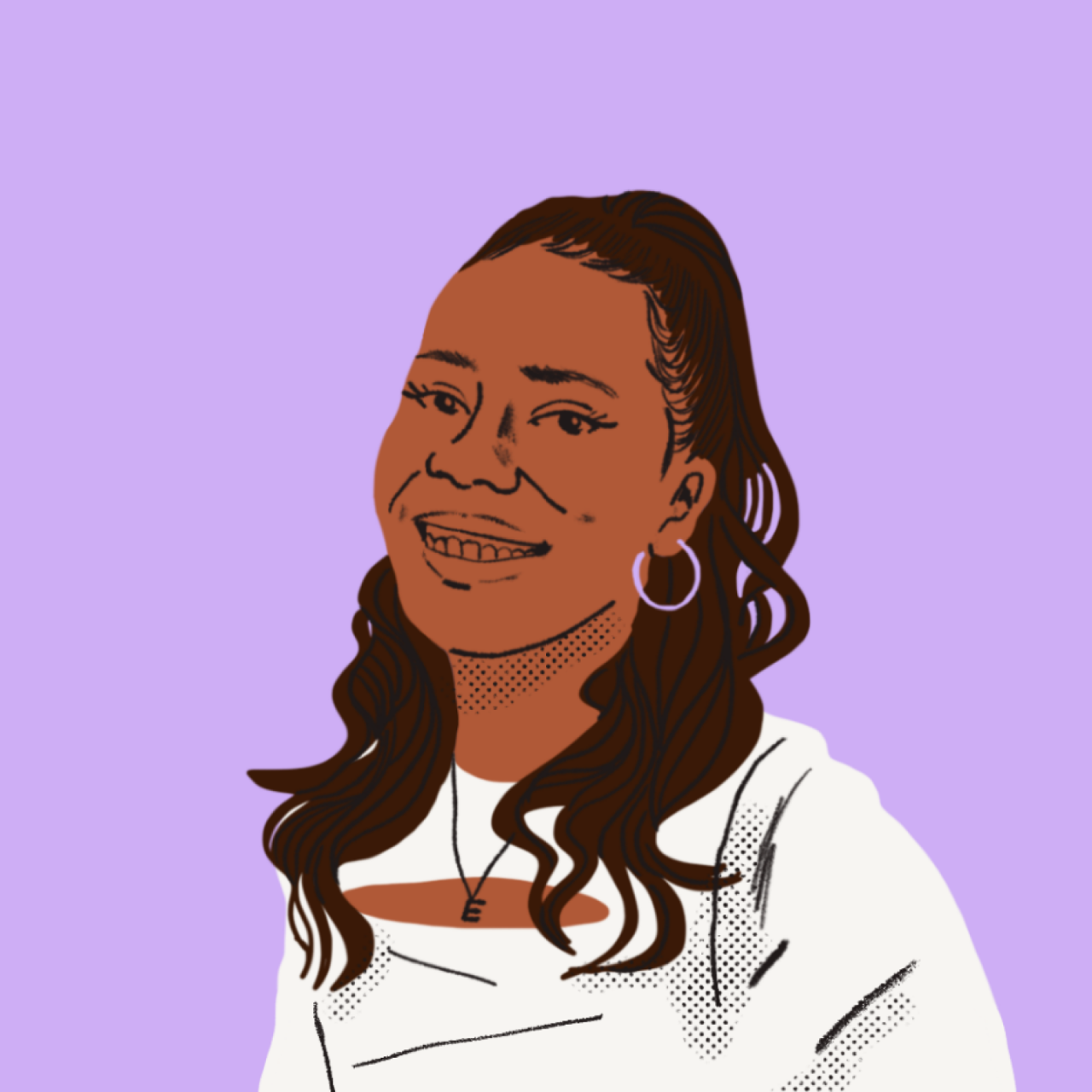 An illustrated headshot of Elizabeth Uviebinené